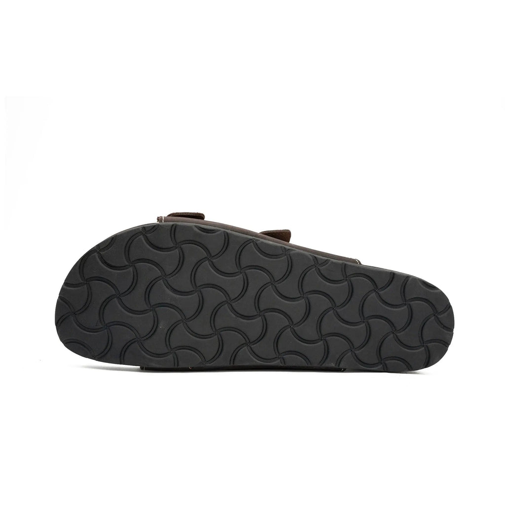 Brown Double - Strap Buckle Slide Sandals DIVINCH