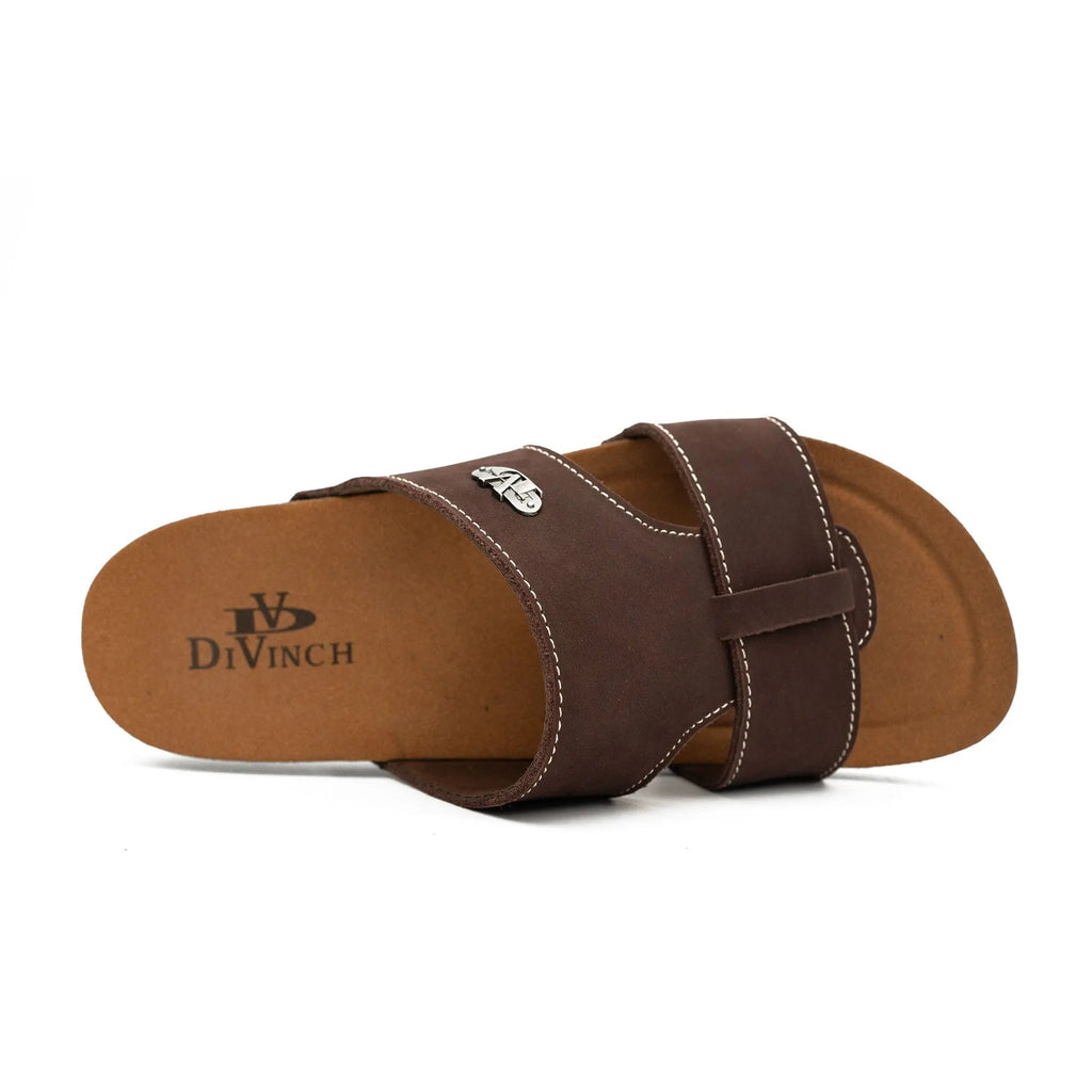 Brown Double - Strap Slide Sandals DIVINCH