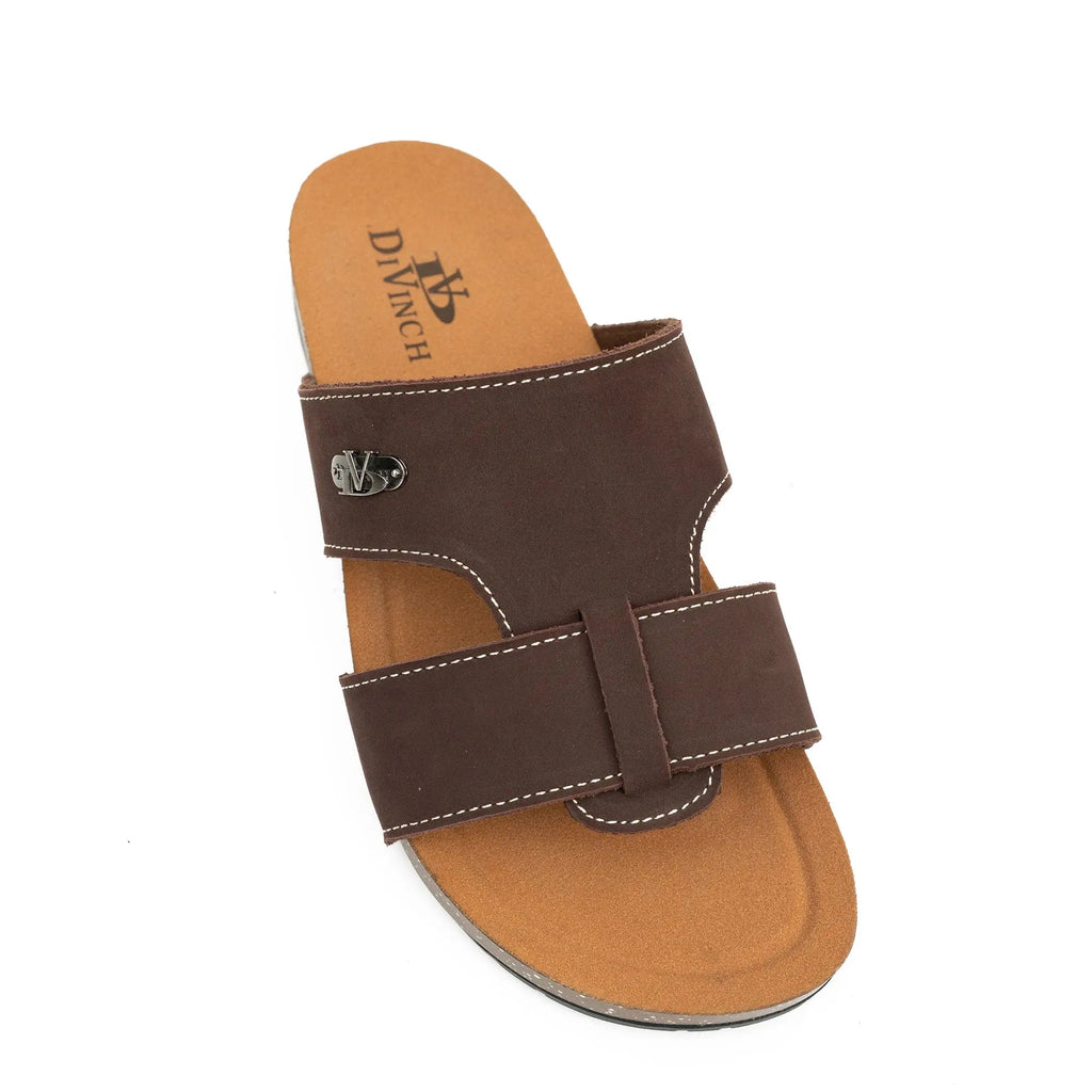 Brown Double - Strap Slide Sandals DIVINCH