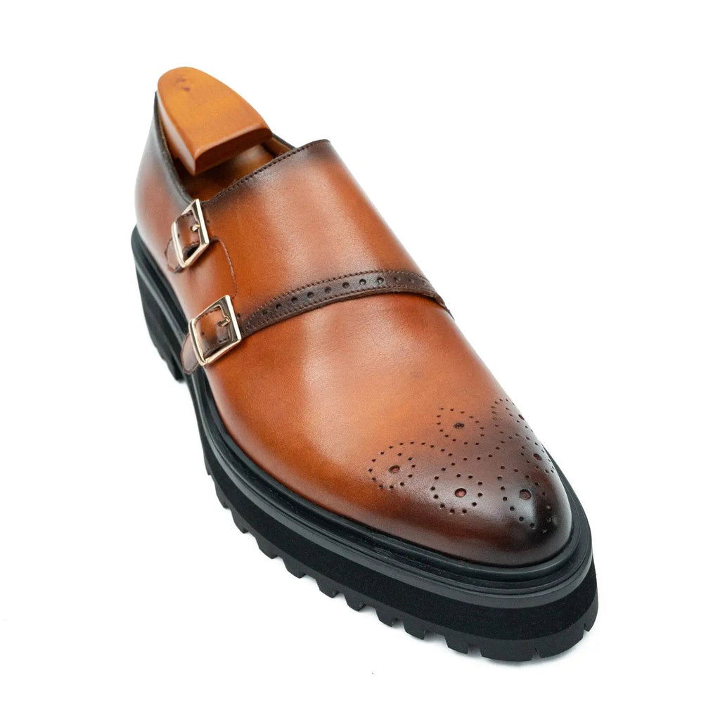 Brown Dual-Buckle Chunky Sole Brogues Divinch
