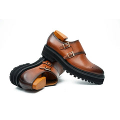 Brown Dual-Buckle Chunky Sole Brogues Divinch