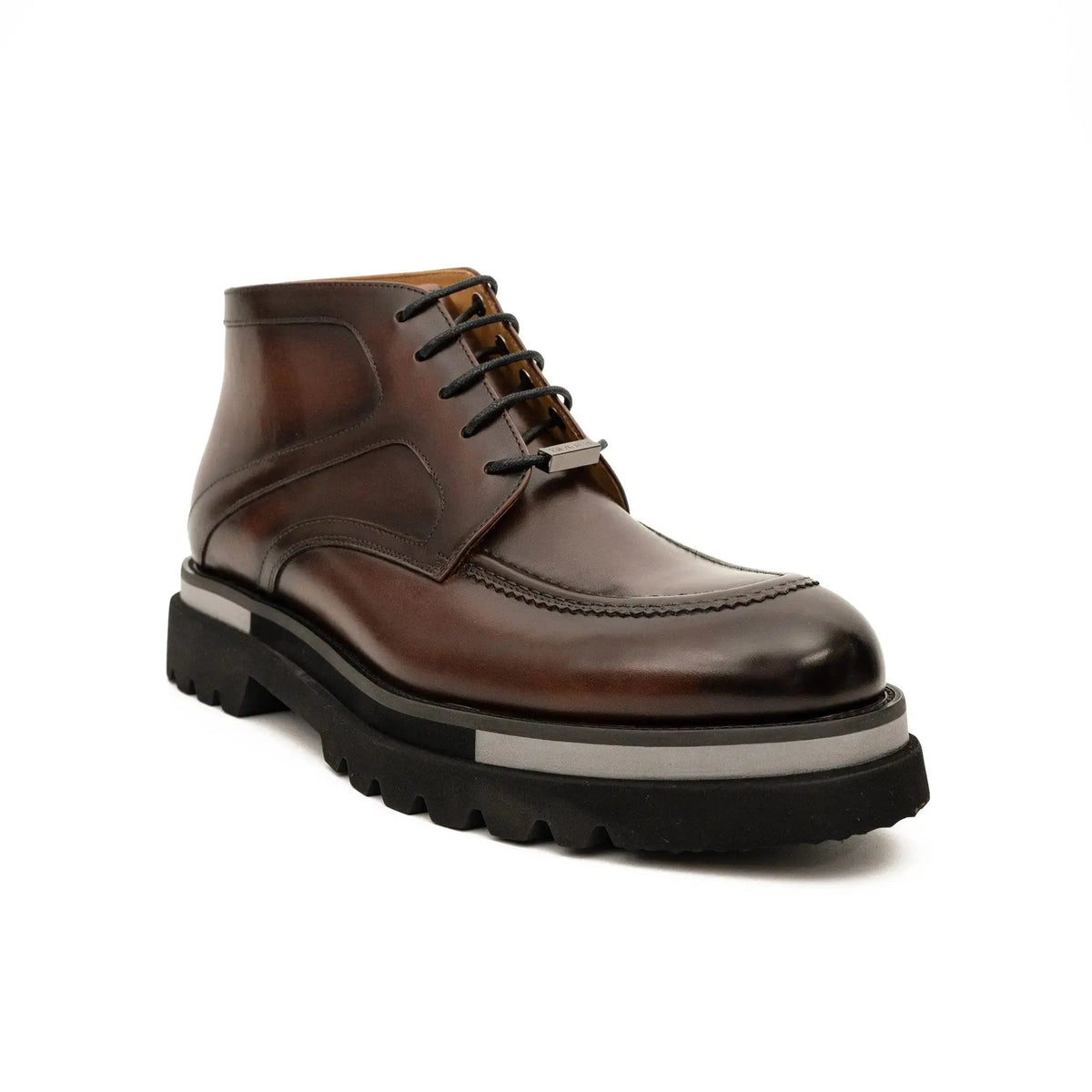 DIVINCH 6208A brown leather lace-up ankle boots three quarter view