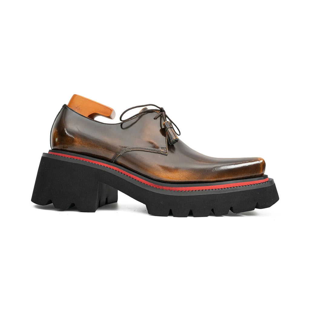 Brown Patent Leather Chunky Sole Derby Shoes¡ꡧ?¡À¡À?¡ê? Divinch