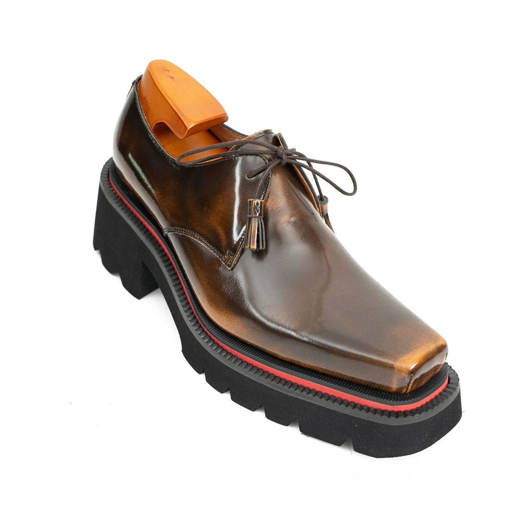 Brown Patent Leather Chunky Sole Derby Shoes¡ꡧ?¡À¡À?¡ê? Divinch