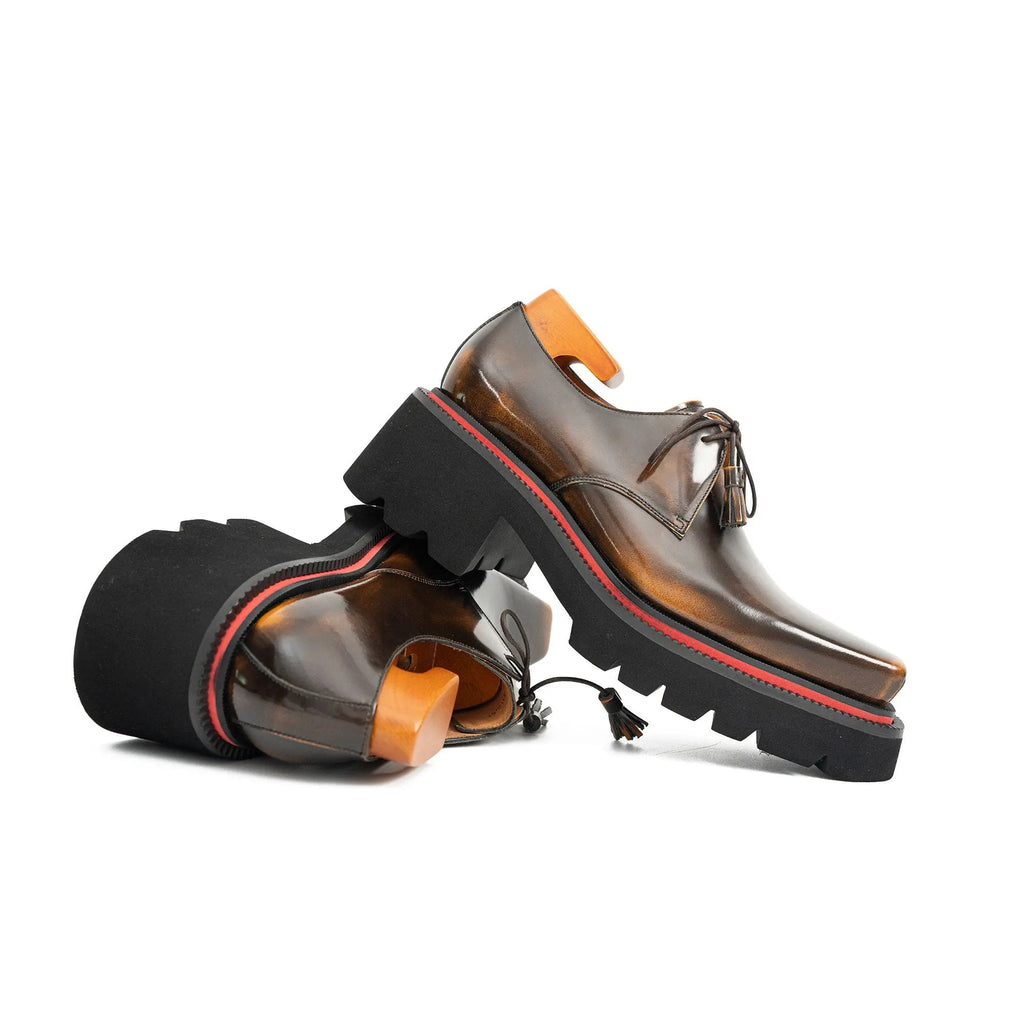 Brown Patent Leather Chunky Sole Derby Shoes¡ꡧ?¡À¡À?¡ê? Divinch