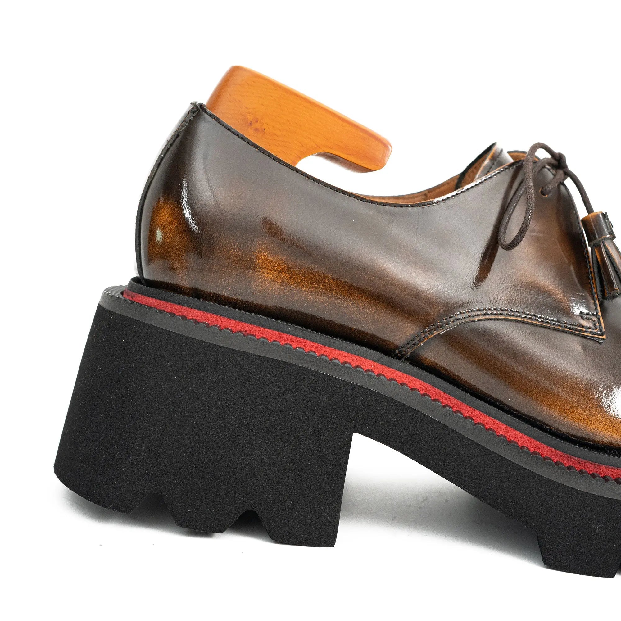 Brown Patent Leather Chunky Sole Derby Shoes¡ꡧ?¡À¡À?¡ê? Divinch