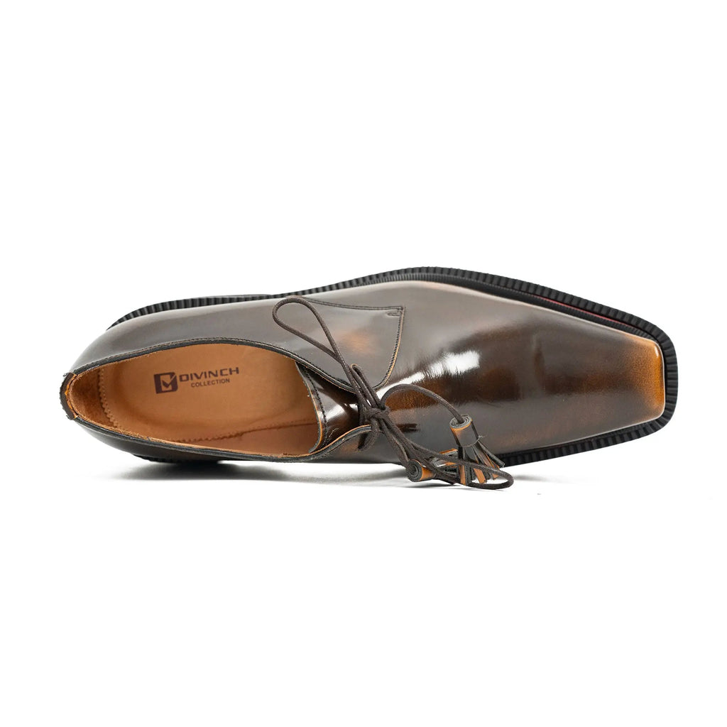 Brown Patent Leather Chunky Sole Derby Shoes¡ꡧ?¡À¡À?¡ê? Divinch