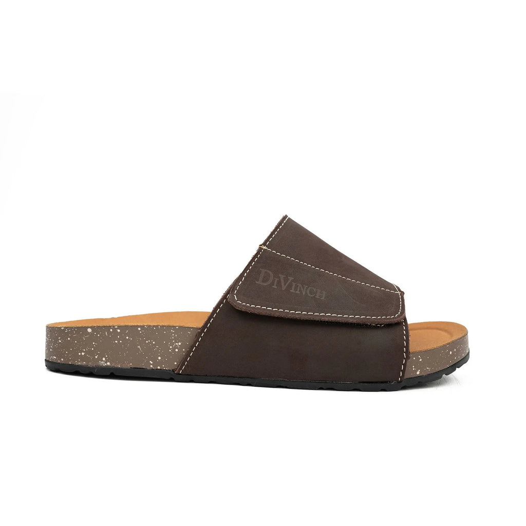 Brown Single - Strap Slide Sandals DIVINCH