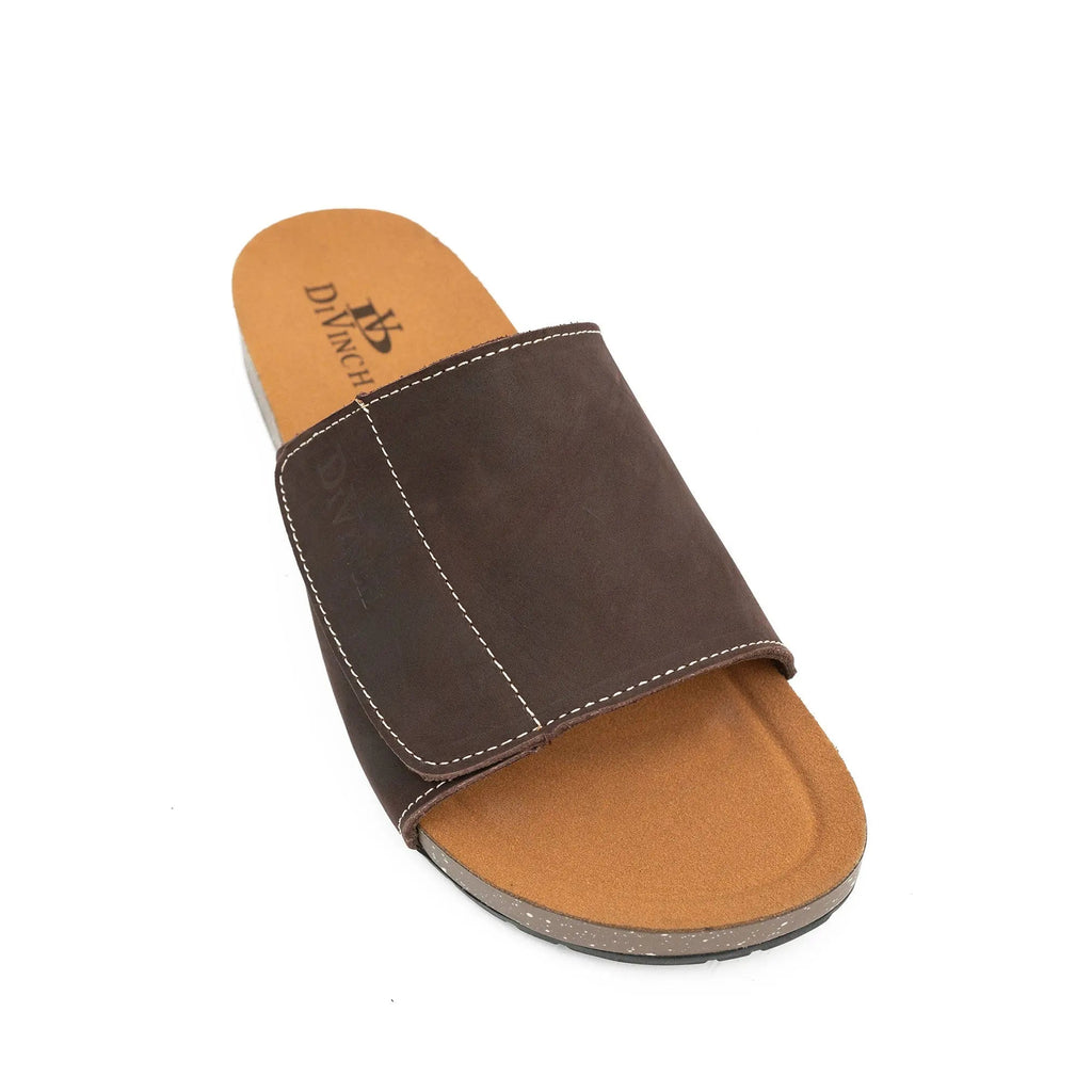 Brown Single - Strap Slide Sandals DIVINCH