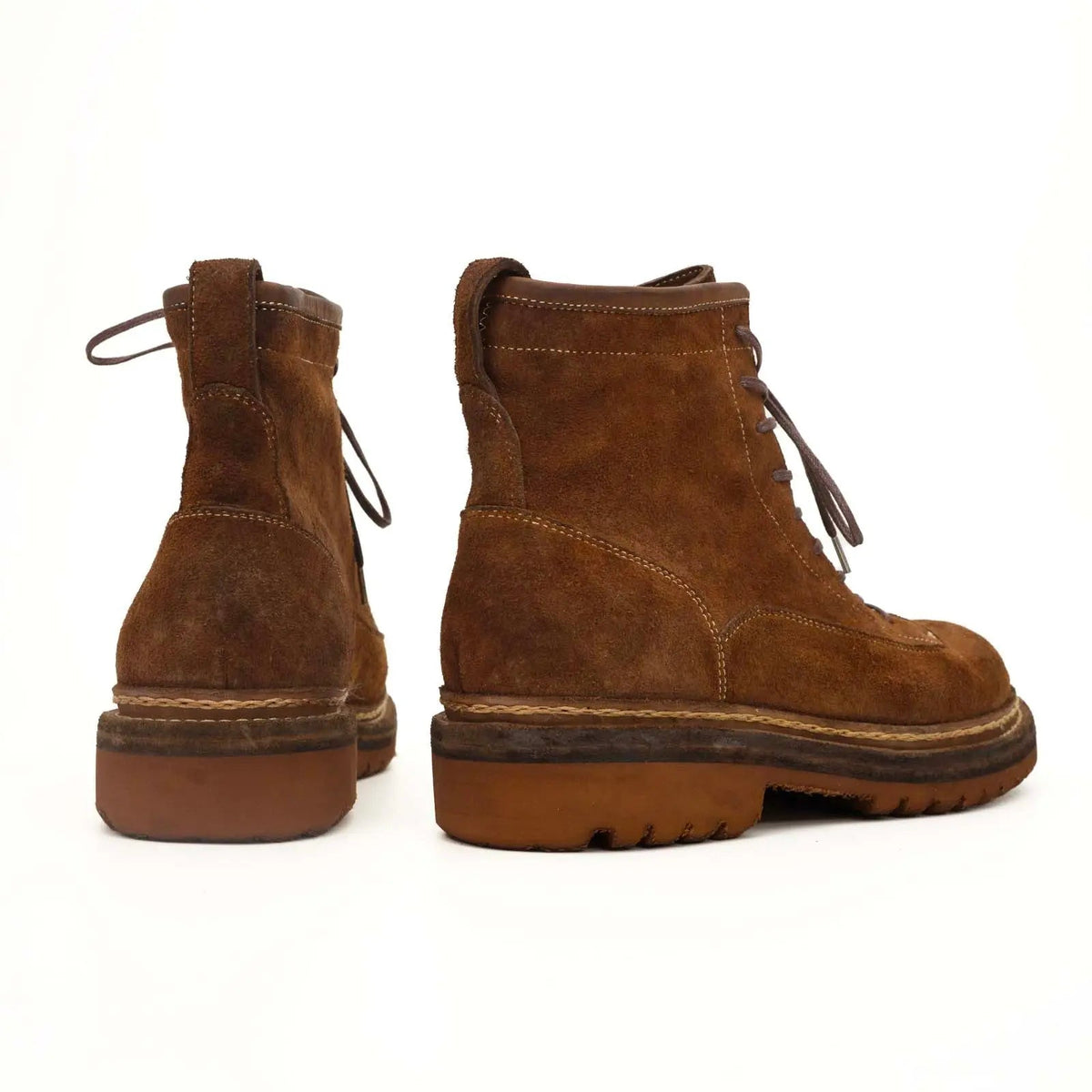 Brown Suede Lace-Up Combat Boots DIVINCH