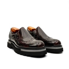 Burgundy Brogue Lug-Sole Loafer DIVINCH
