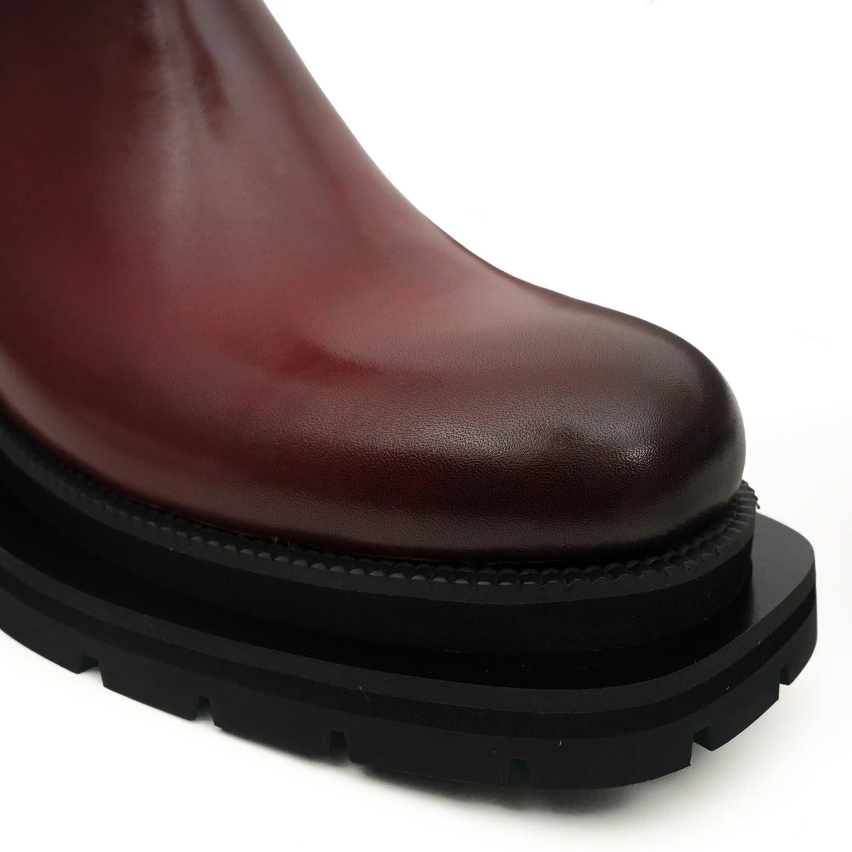 Burgundy Buckle Zip Ankle Boots DIVINCH