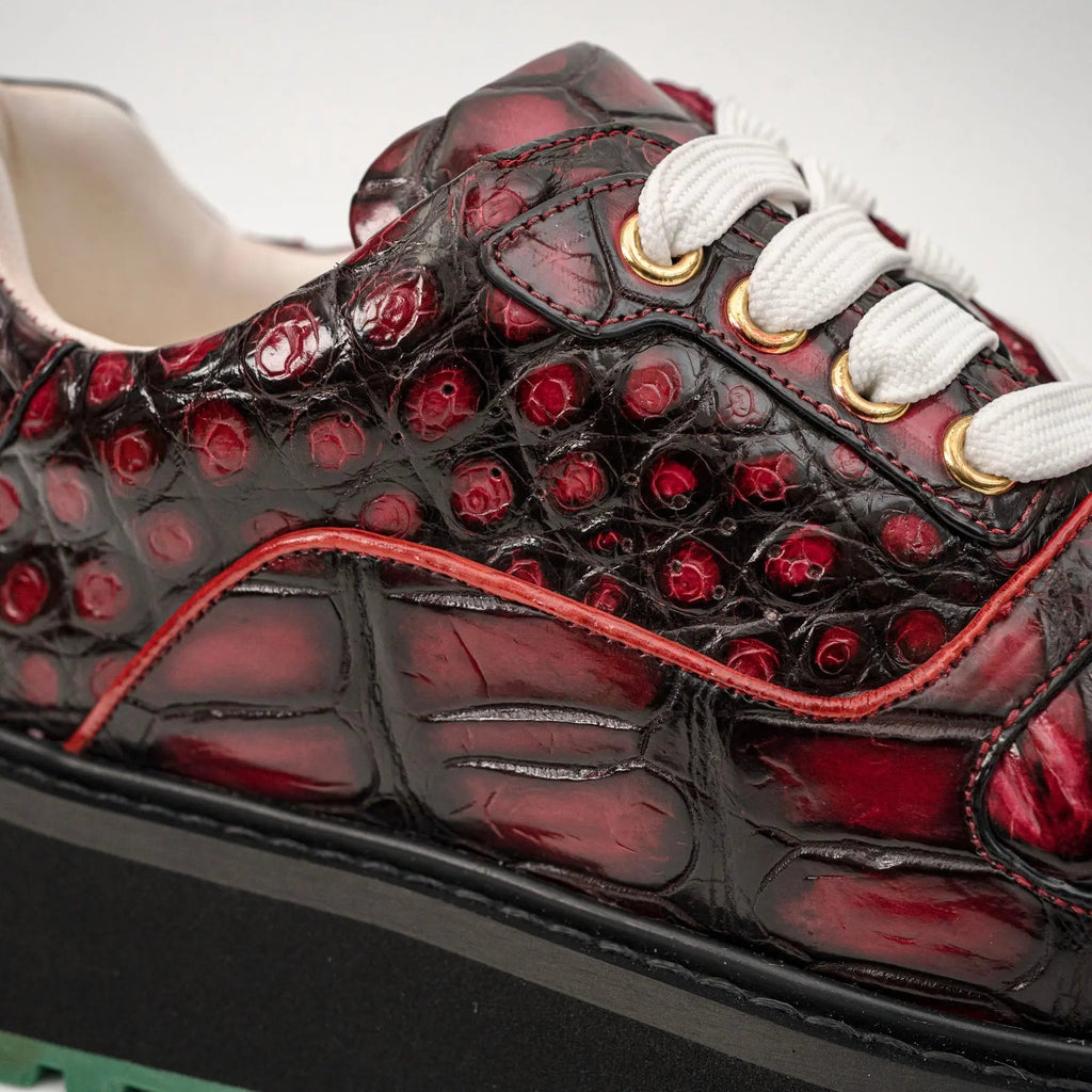 Burgundy Crocodile Platform Sneaker DIVINCH