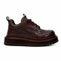Burgundy Crocodile-Textured Platform Sneaker DIVINCH