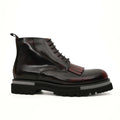 Burgundy Kiltie Lace-Up Ankle Boots DIVINCH