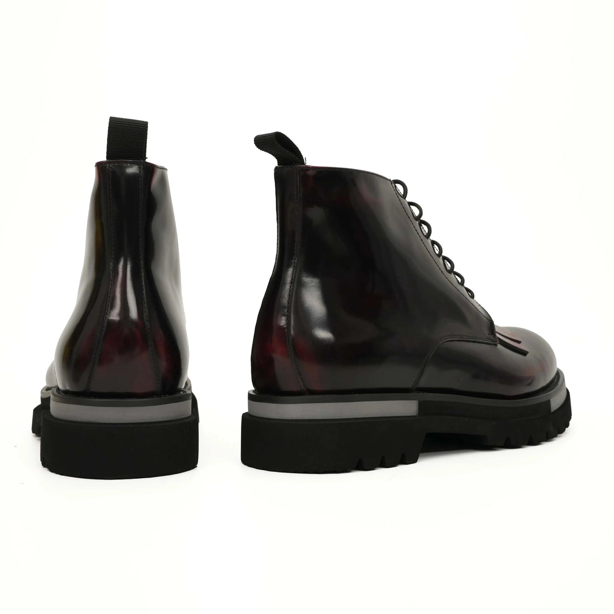 Burgundy Kiltie Lace-Up Ankle Boots DIVINCH