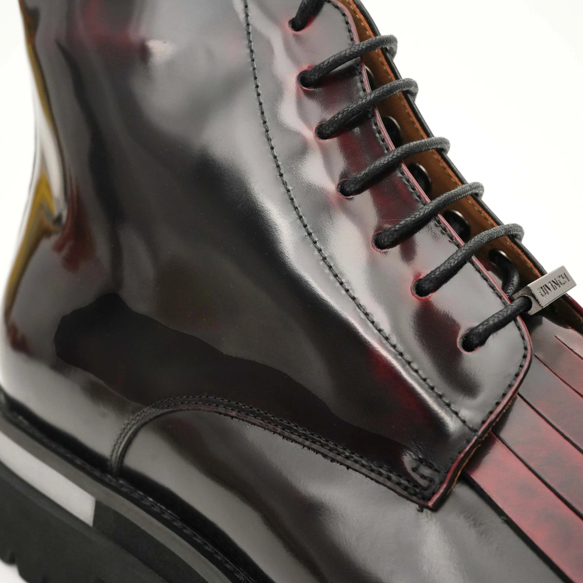 Burgundy Kiltie Lace-Up Ankle Boots DIVINCH