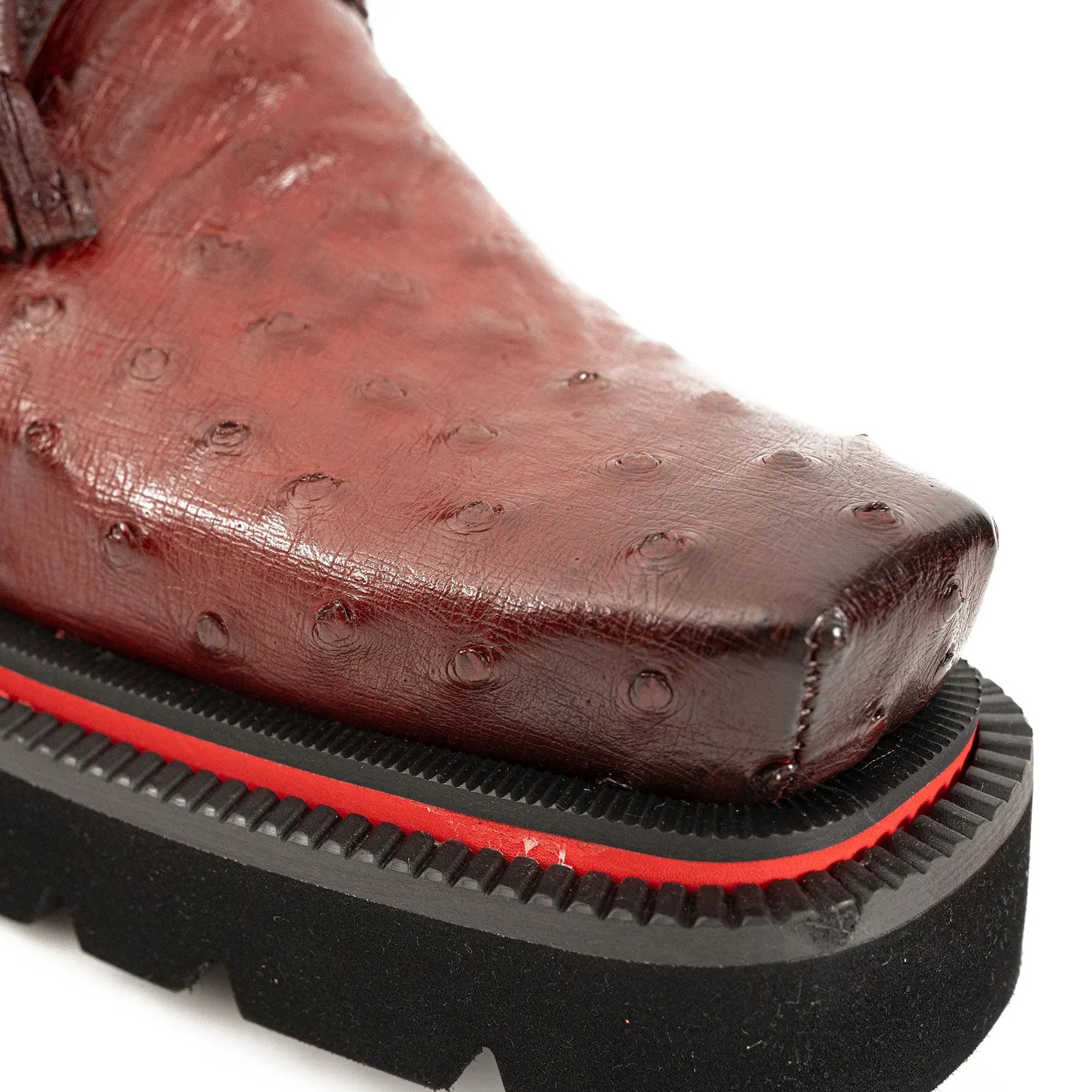 Burgundy Ostrich Derby Shoes with Tasse Divinch