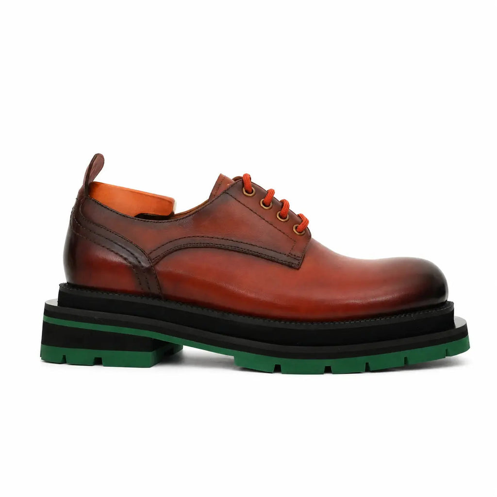 Burnished Brown Green-Sole Derby DIVINCH
