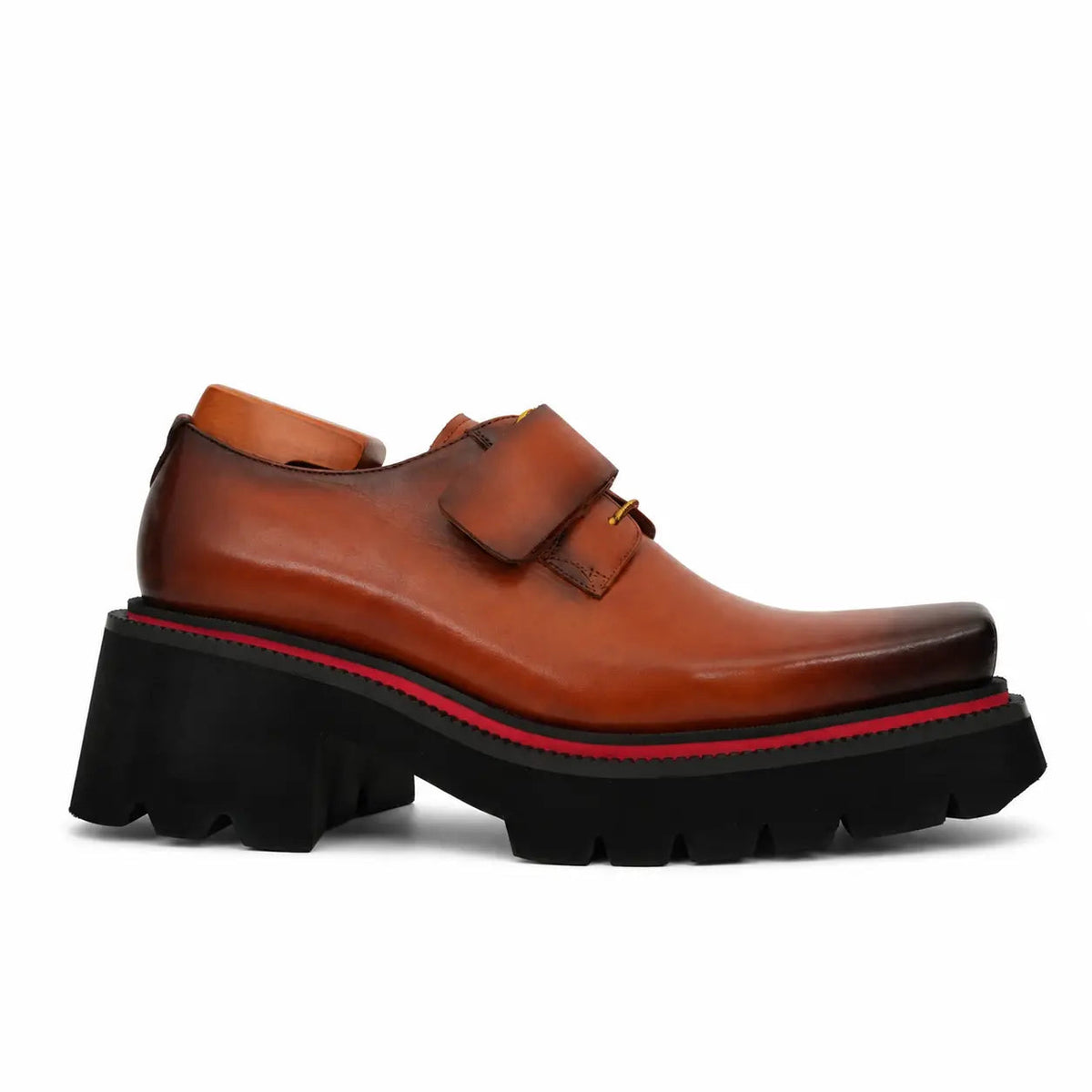 Burnished Brown Platform Strap Shoe DIVINCH