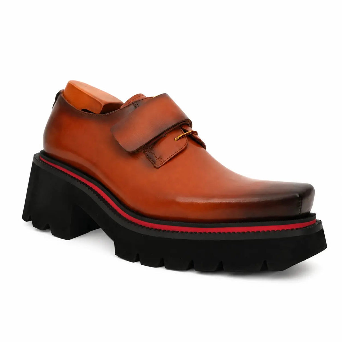 Burnished Brown Platform Strap Shoe DIVINCH
