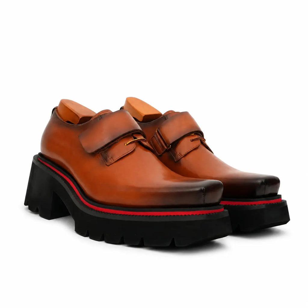 Burnished Brown Platform Strap Shoe DIVINCH