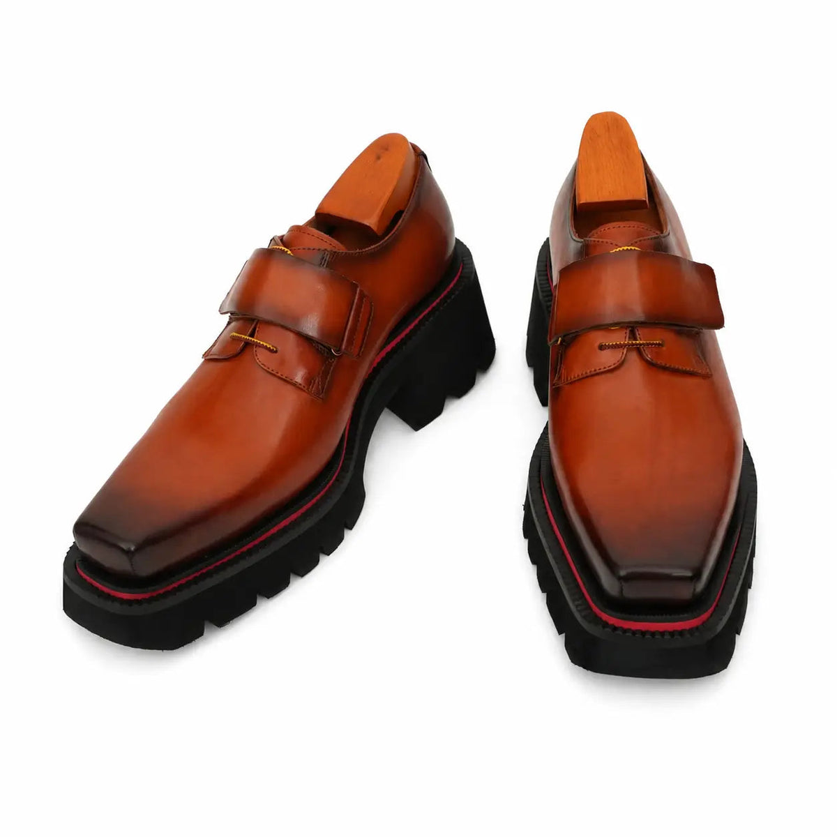 Burnished Brown Platform Strap Shoe DIVINCH