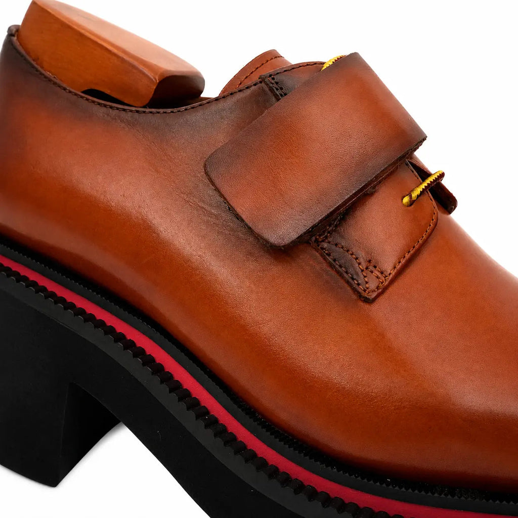 Burnished Brown Platform Strap Shoe DIVINCH