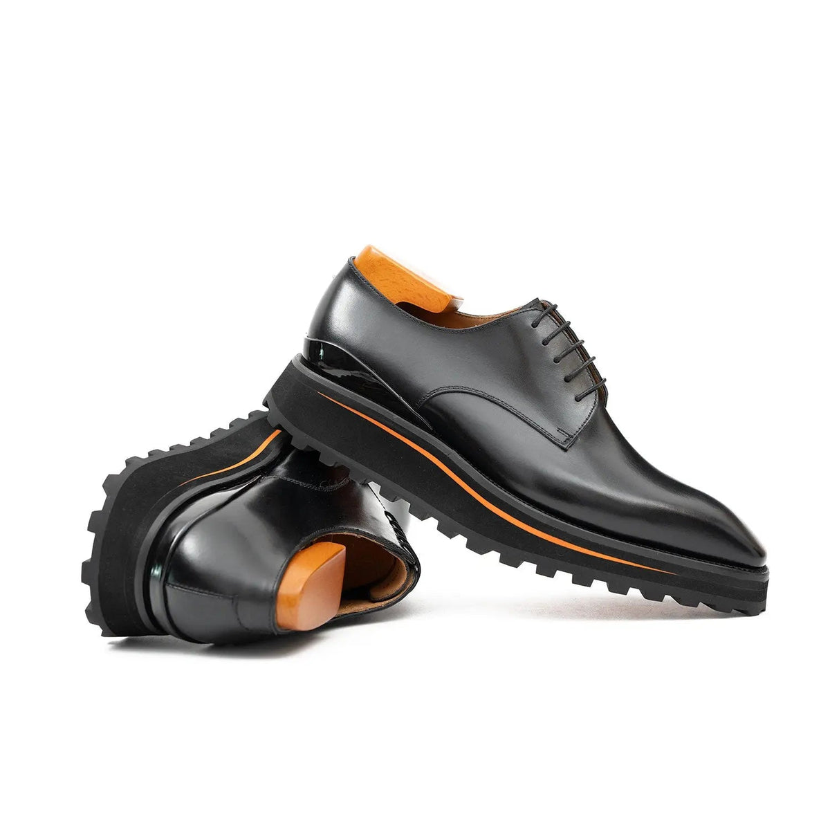 Calf leather business dress derby shoes Black Divinch