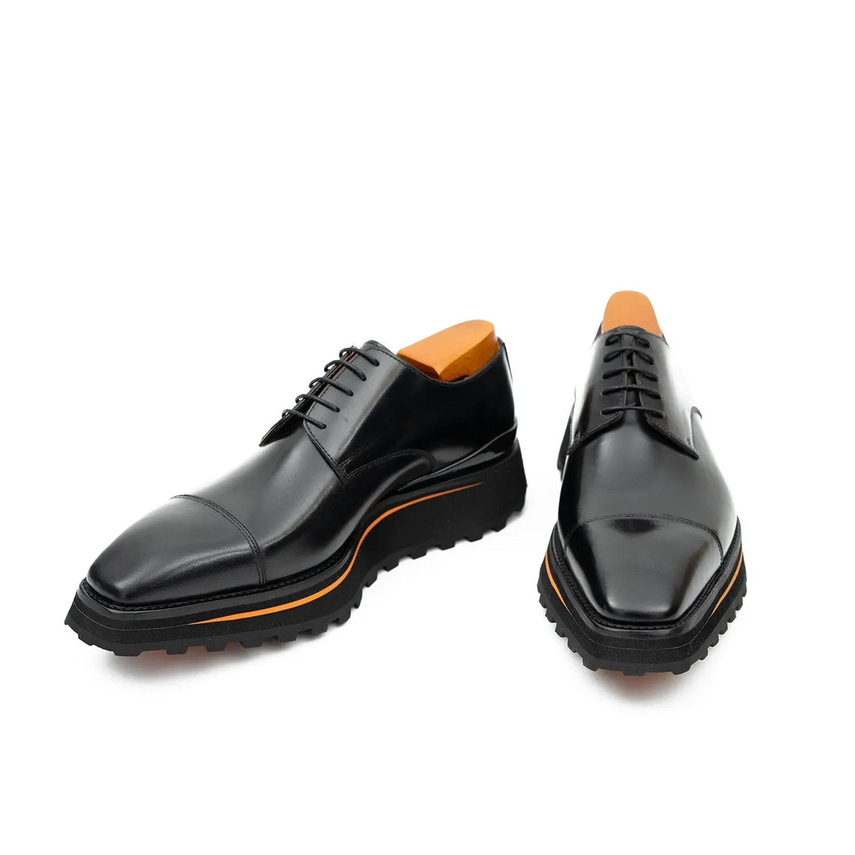 Calf leather dress three quarters derby shoes Black Divinch