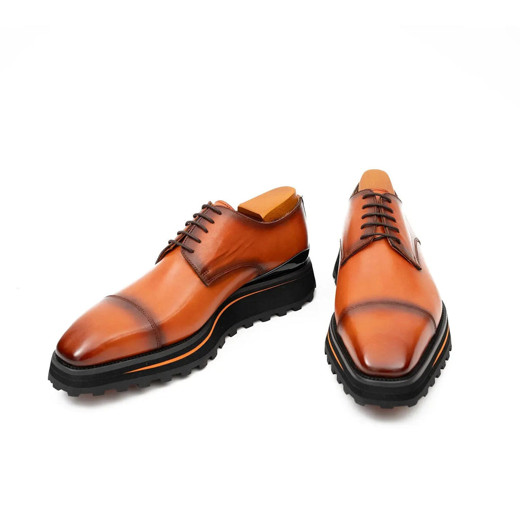 Calf leather dress three quarters derby shoes Brown Divinch