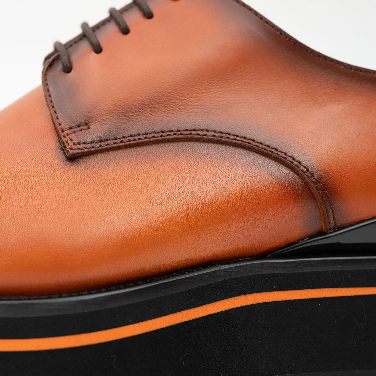 Calf leather dress three quarters derby shoes Brown Divinch