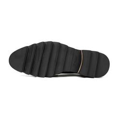 Calfskin Brogue Derby Shoes with Unique Leather Black Divinch