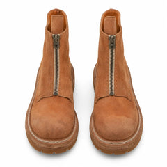 Camel Suede Zip Ankle Boots for Men DIVINCH