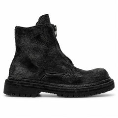 DIVINCH 5101B charcoal black zip ankle boot side profile