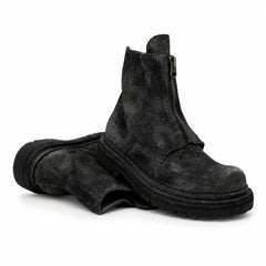DIVINCH 5101B charcoal black zip ankle boots stacked pair view