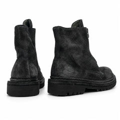 DIVINCH 5101B charcoal black zip ankle boots rear pair view