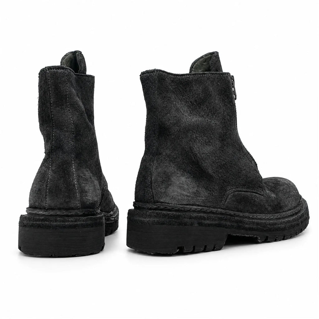 DIVINCH 5101B charcoal black zip ankle boots rear pair view