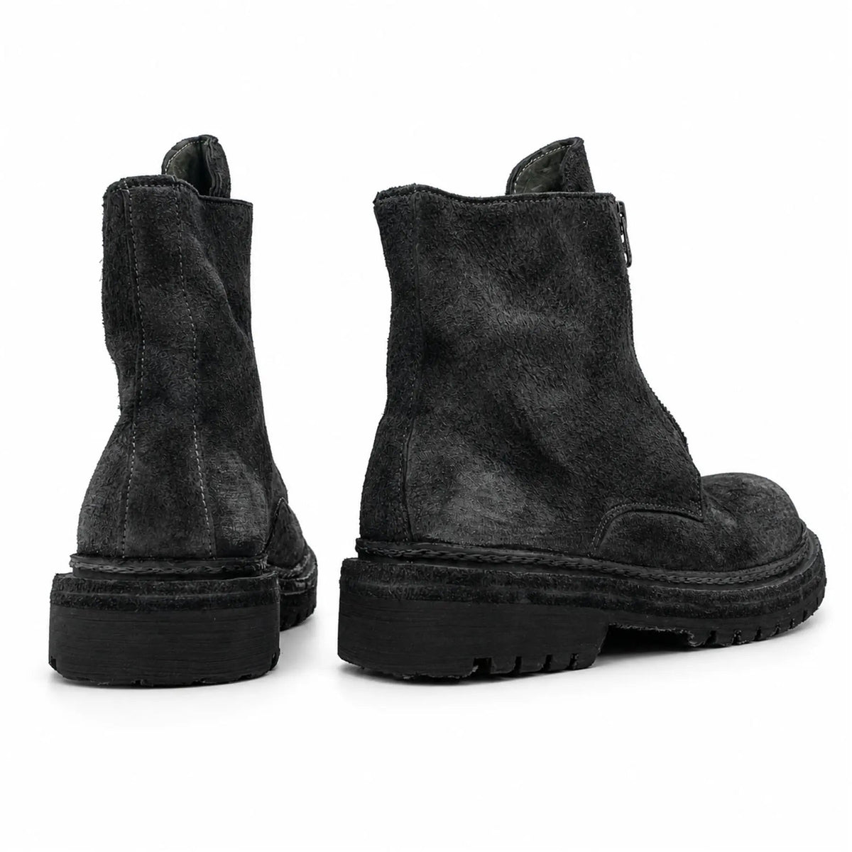DIVINCH 5101B charcoal black zip ankle boots rear pair view