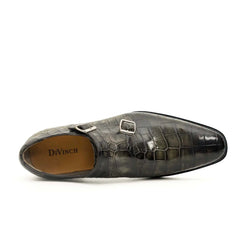 Charcoal Crocodile Double Monk Shoes DIVINCH