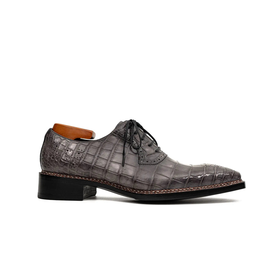 Charcoal Crocodile Oxford Shoes DIVINCH