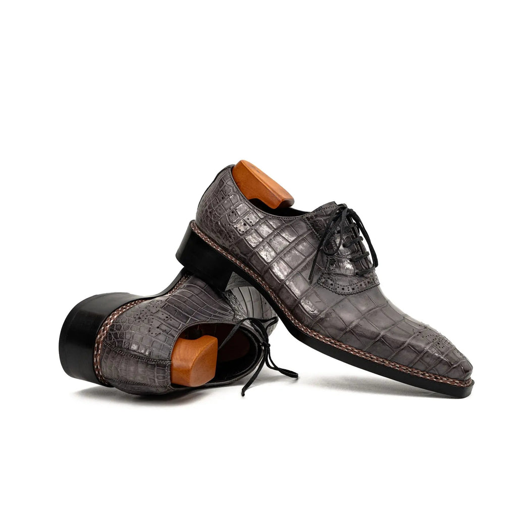 Charcoal Crocodile Oxford Shoes DIVINCH