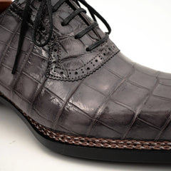 Charcoal Crocodile Oxford Shoes DIVINCH