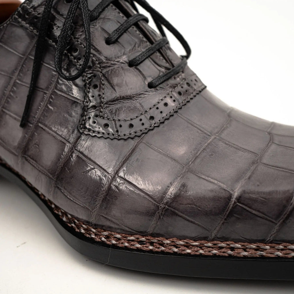 Charcoal Crocodile Oxford Shoes DIVINCH