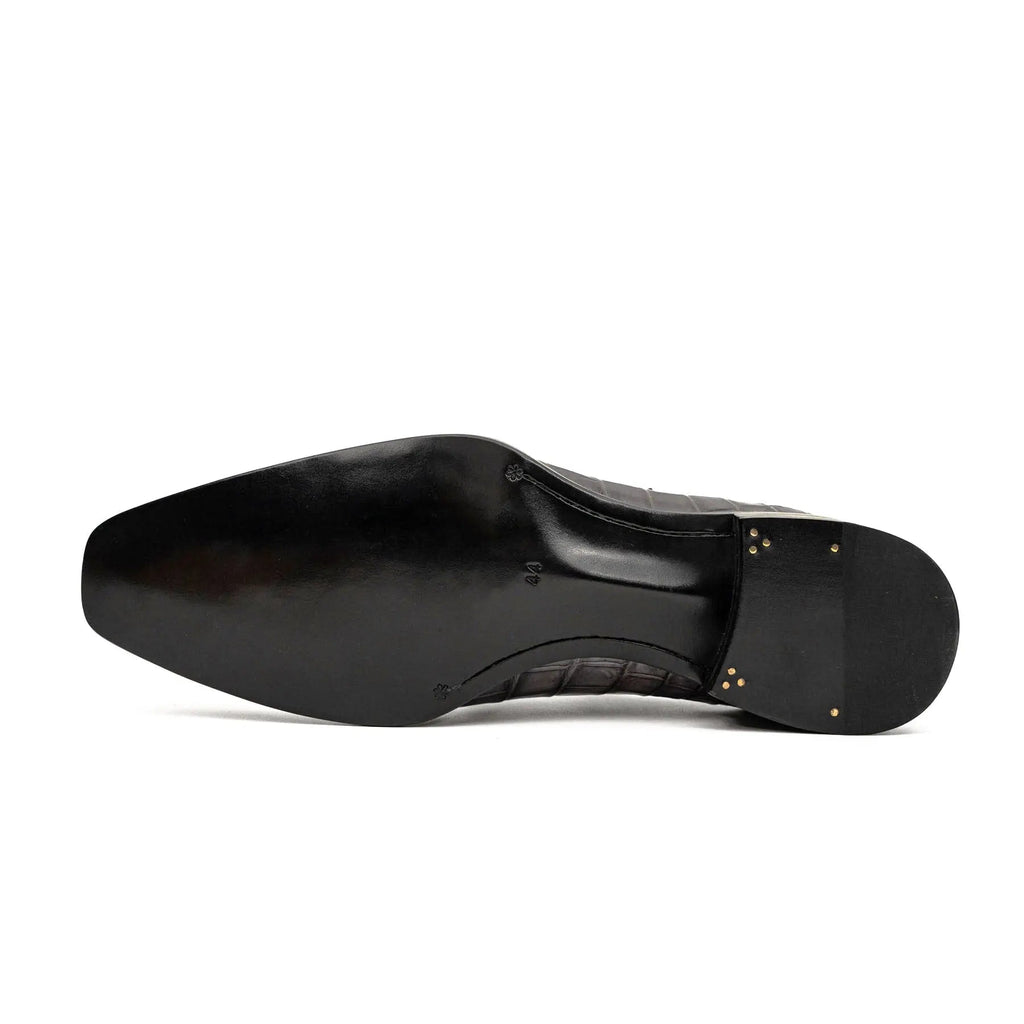 Charcoal Crocodile Oxford Shoes DIVINCH