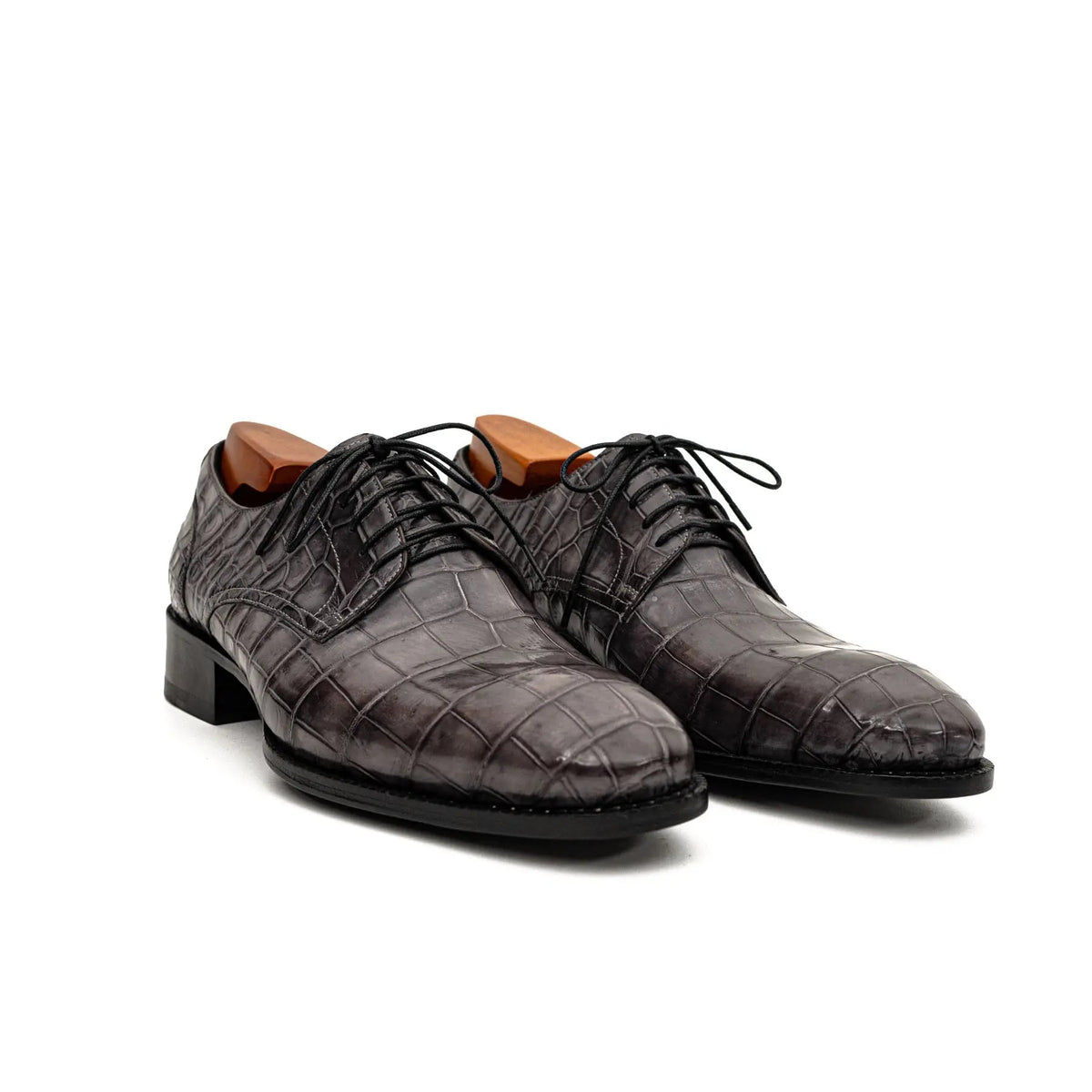 Charcoal Crocodile-Textured Derby DIVINCH
