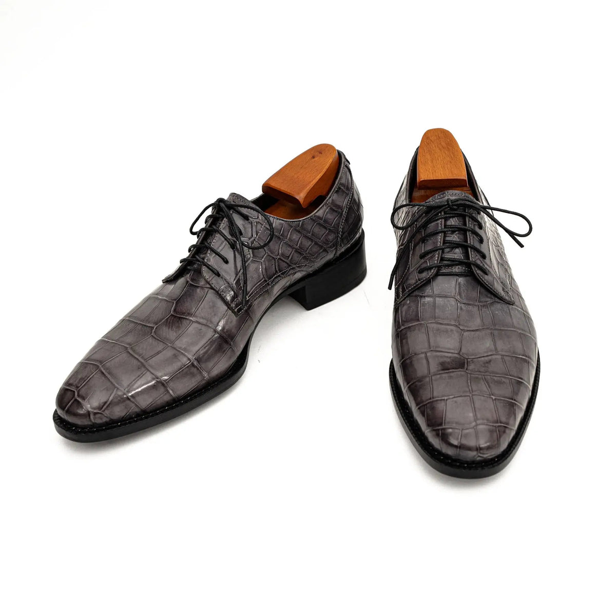 Charcoal Crocodile-Textured Derby DIVINCH