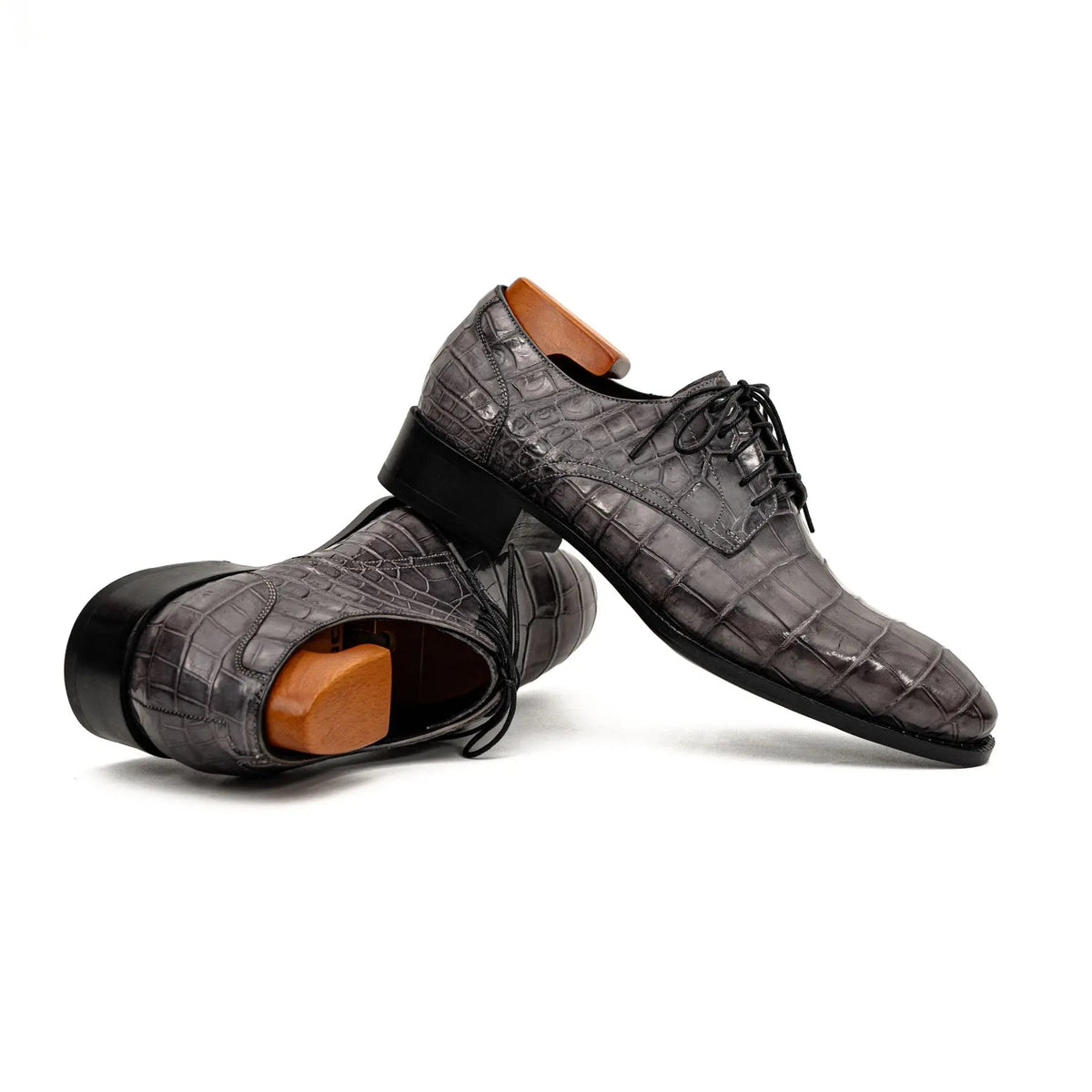 Charcoal Crocodile-Textured Derby DIVINCH