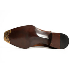 Classic Brown Crocodile Norwegian Derby Shoes DIVINCH