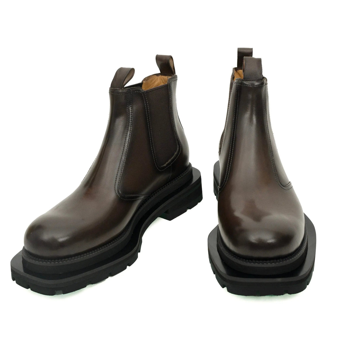 Coffee Chelsea Green Lug Boots DIVINCH